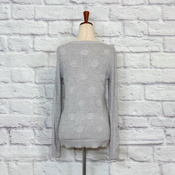 Liz Claiborne Silver Metallic Polka Dot Sweater - Picture 2 of 9